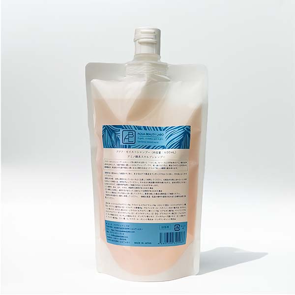 アクア・モイストシャンプー詰め替え用　自立式でそのままお使いいただけます。400mL